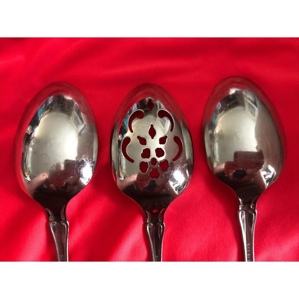 Set Of 3 Oneida Pembrooke Renoir Serving Spoons 1 Slotted SSS Stainless 8 1/2